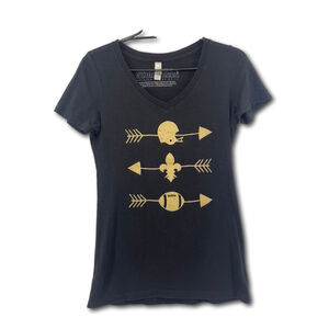 Stukille Black and Gold Football T-shirt Woman’s Medium New Orleans Saints